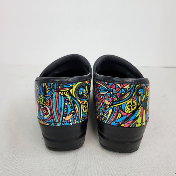 Sanita Multicolor Print Women's Leather Clogs US Size 6.5 EU 37 - Picture 4 of 7